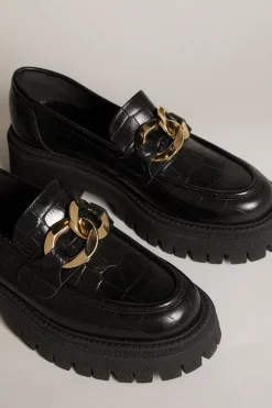 Discount ❤️ Karen Millen Leather Gold Trim Chunky Loafer 😉 -Karen Millen Shoes Shop akk03926 black xl 3