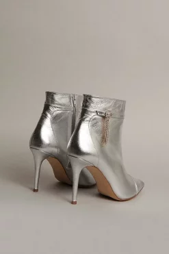 Cheap 🧨 Karen Millen Metallic Leather Fringe Crystal Buckle Ankle Boot ✔️ -Karen Millen Shoes Shop akk06144 silver xl 5