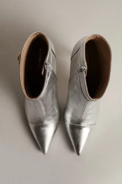 Cheap 🧨 Karen Millen Metallic Leather Fringe Crystal Buckle Ankle Boot ✔️ -Karen Millen Shoes Shop akk06144 silver xl 6
