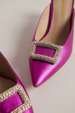 Top 10 🛒 Karen Millen Leather Metallic Buckle Kitten Mule ✨ -Karen Millen Shoes Shop akk06745 magenta xl 2