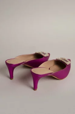 Top 10 🛒 Karen Millen Leather Metallic Buckle Kitten Mule ✨ -Karen Millen Shoes Shop akk06745 magenta xl 3