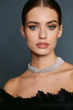 Promo ⌛ Karen Millen Wavy Diamante Necklace 🤩