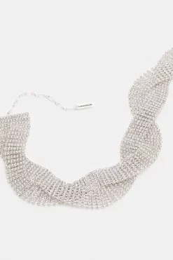 Promo ⌛ Karen Millen Wavy Diamante Necklace 🤩 -Karen Millen Shoes Shop akk94609 silver xl 2