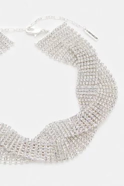 Promo ⌛ Karen Millen Wavy Diamante Necklace 🤩 -Karen Millen Shoes Shop akk94609 silver xl 3