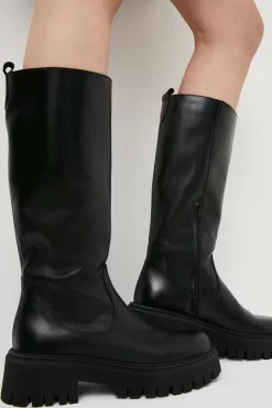 Hot Sale 😀 Karen Millen Leather Knee High Flat Boot 🔥 -Karen Millen Shoes Shop bkk00179 black xl 3