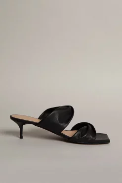 Hot Sale 🤩 Karen Millen Kitten Heel Leather Knotted Mule 🥰 -Karen Millen Shoes Shop bkk00223 black xl 2