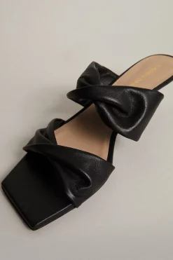 Hot Sale 🤩 Karen Millen Kitten Heel Leather Knotted Mule 🥰 -Karen Millen Shoes Shop bkk00223 black xl 3