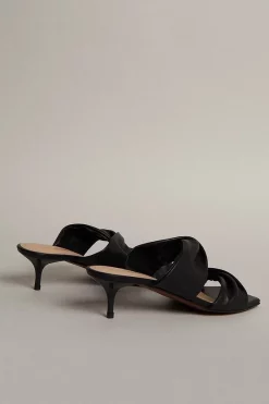 Hot Sale 🤩 Karen Millen Kitten Heel Leather Knotted Mule 🥰 -Karen Millen Shoes Shop bkk00223 black xl 4