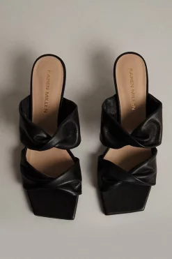 Hot Sale 🤩 Karen Millen Kitten Heel Leather Knotted Mule 🥰 -Karen Millen Shoes Shop bkk00223 black xl 5
