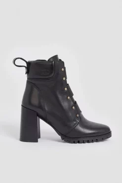 Coupon 😍 Karen Millen Leather Elastic Strap Heeled Hiker Boot 😉 -Karen Millen Shoes Shop bkk00225 black xl 2