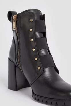 Coupon 😍 Karen Millen Leather Elastic Strap Heeled Hiker Boot 😉 -Karen Millen Shoes Shop bkk00225 black xl 3