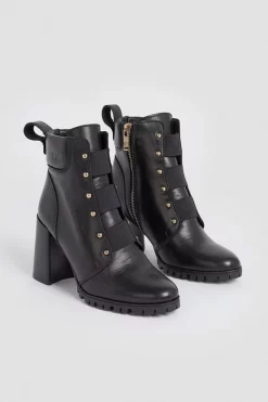 Coupon 😍 Karen Millen Leather Elastic Strap Heeled Hiker Boot 😉 -Karen Millen Shoes Shop bkk00225 black xl 4
