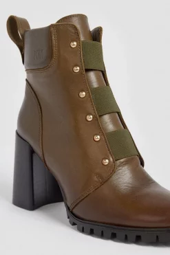 Top 10 🧨 Karen Millen Leather Elastic Strap Heeled Hiker Boot 🎁 -Karen Millen Shoes Shop bkk00228 khaki xl 3