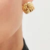 Flash Sale 👍 Karen Millen Gold Plated Quilted Stud Earrings 👏