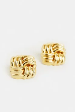 Flash Sale 👍 Karen Millen Gold Plated Quilted Stud Earrings 👏 -Karen Millen Shoes Shop bkk00435 gold xl 2