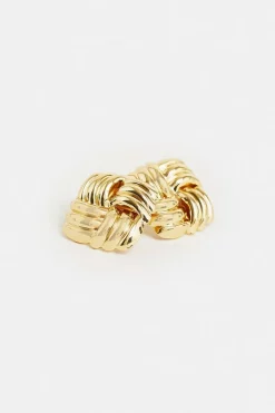 Flash Sale 👍 Karen Millen Gold Plated Quilted Stud Earrings 👏 -Karen Millen Shoes Shop bkk00435 gold xl 3