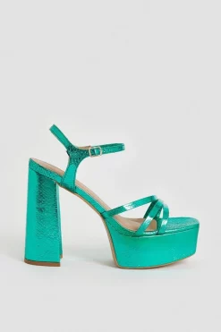 Top 10 🎉 Karen Millen Metallic Strappy Platform 🎁