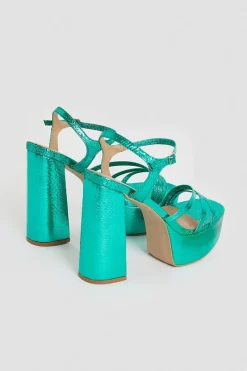 Top 10 🎉 Karen Millen Metallic Strappy Platform 🎁 -Karen Millen Shoes Shop bkk00786 green xl 3
