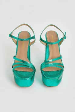 Top 10 🎉 Karen Millen Metallic Strappy Platform 🎁 -Karen Millen Shoes Shop bkk00786 green xl 4