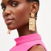 Top 10 🔔 Karen Millen Gold Plated Rectangular Statement Earrings 🔔