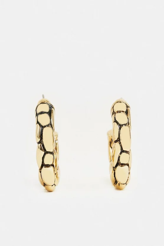 Best Sale π Karen Millen Gold Plated Croc Hoops π 4 Best Sale π Karen Millen Gold Plated Croc Hoops π - Image 4