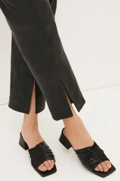 Top 10 🤩 Karen Millen Leather Low Block Ruched Mule 🔔