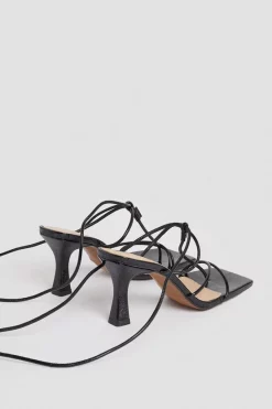 Cheap 🔔 Karen Millen Leather Ankle Tie Heeled 🩴 Sandal ❤️ -Karen Millen Shoes Shop bkk01734 black xl 5