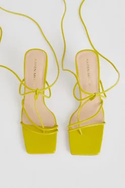 Promo ✨ Karen Millen Leather Ankle Tie Heeled 🩴 Sandal 🔔 -Karen Millen Shoes Shop bkk01735 lime xl 4