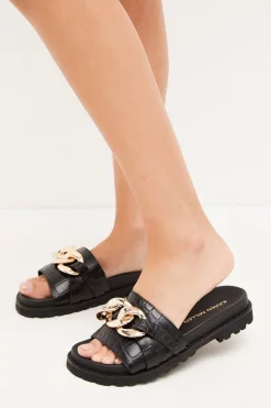 Top 10 🌟 Karen Millen Leather Chunky Chain Mule 🩴 Sandal 🥰