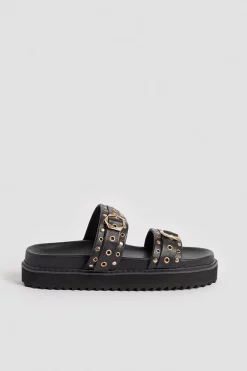 Best Sale 🥰 Karen Millen Leather Studded Strap Mule 🩴 Sandal 💯 -Karen Millen Shoes Shop bkk02350 black xl 2