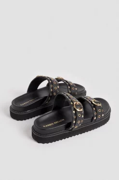 Best Sale 🥰 Karen Millen Leather Studded Strap Mule 🩴 Sandal 💯 -Karen Millen Shoes Shop bkk02350 black xl 5