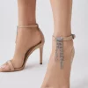 Best Sale 🔔 Karen Millen Leather Crystal Tassel Heeled 🩴 Sandal 🤩