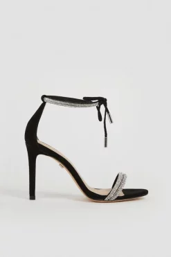 Top 10 🧨 Karen Millen Leather Diamante Ankle Tie Heeled 🩴 Sandal ⌛ -Karen Millen Shoes Shop bkk02677 black xl 2
