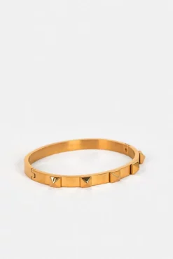 Budget 👏 Karen Millen Gold Plated Stainless Steel Studded Bangle 🌟 -Karen Millen Shoes Shop bkk02749 gold xl 2