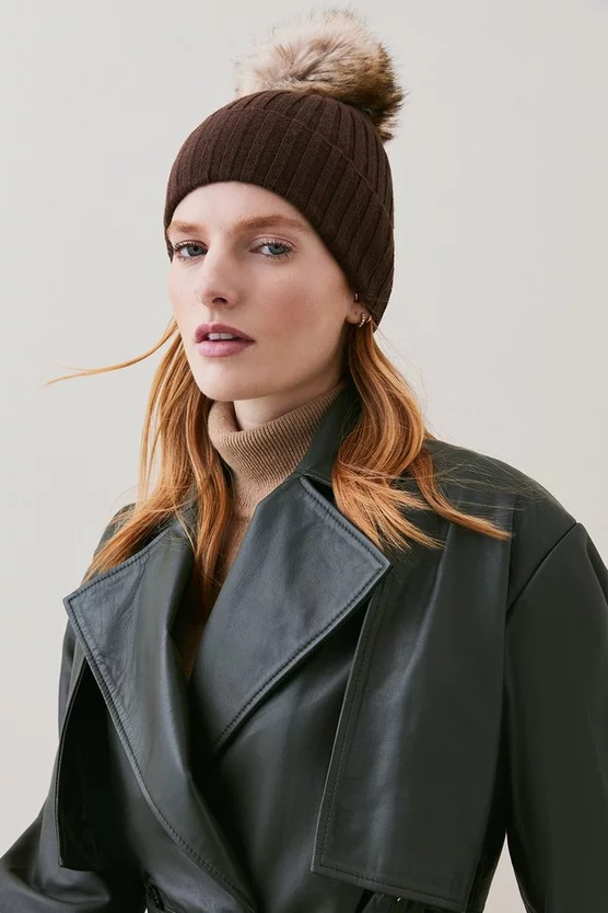 Best Pirce π Karen Millen Cashmere Blend Ribbed Pom Hat π€© 1 Best Pirce π Karen Millen Cashmere Blend Ribbed Pom Hat π€©