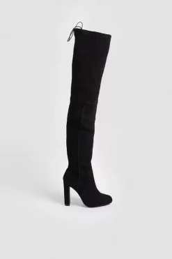 Budget 😍 Karen Millen Over The Knee Suede Stretch Boot 👍 -Karen Millen Shoes Shop bkk03168 black xl 2