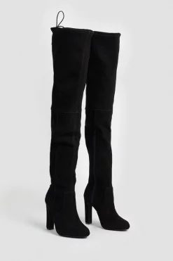 Budget 😍 Karen Millen Over The Knee Suede Stretch Boot 👍 -Karen Millen Shoes Shop bkk03168 black xl 4
