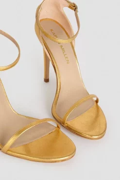 Flash Sale ❤️ Karen Millen Leather 2 Strap Heeled 🩴 Sandal 🎁 -Karen Millen Shoes Shop bkk03286 gold xl 3