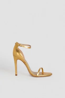 Flash Sale ❤️ Karen Millen Leather 2 Strap Heeled 🩴 Sandal 🎁 -Karen Millen Shoes Shop bkk03286 gold xl 4