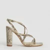 Promo 🎉 Karen Millen Leather Snake Strappy Block Heeled 🩴 Sandal ⭐
