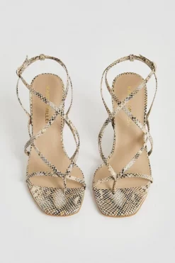 Promo 🎉 Karen Millen Leather Snake Strappy Block Heeled 🩴 Sandal ⭐ -Karen Millen Shoes Shop bkk03287 natural xl 4