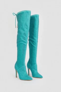 Best deal 👍 Karen Millen Suede Over The Knee Embellished Boot 😉 -Karen Millen Shoes Shop bkk03290 aqua xl 3
