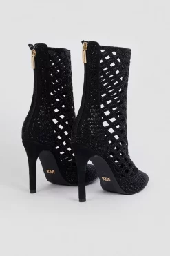 Budget 💯 Karen Millen Leather Embellished Caged Ankle Boot 🧨 -Karen Millen Shoes Shop bkk03299 black xl 5