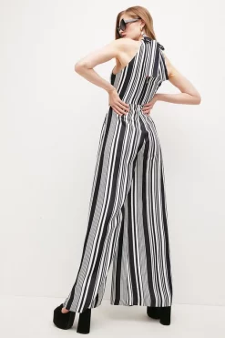 Budget 👏 Karen Millen Stripe Hater Jumpsuit 💯 -Karen Millen Shoes Shop bkk03579 navy xl 2