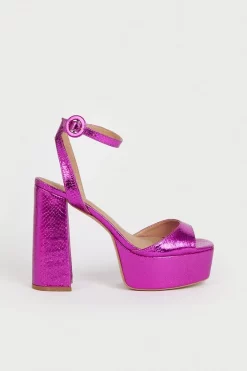 Coupon 💯 Karen Millen Croc Metallic 70s Platform 🩴 Sandal ⭐ -Karen Millen Shoes Shop bkk04765 pink xl 2