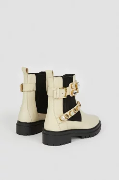 Cheapest 🛒 Karen Millen Leather Embellished Chelsea Boot 👏 -Karen Millen Shoes Shop bkk04915 cream xl 5
