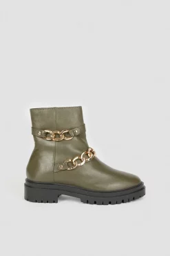 Outlet 😉 Karen Millen Leather Chain Detail Chelsea Boot 🛒 -Karen Millen Shoes Shop bkk04917 khaki xl 2