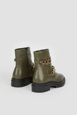 Outlet 😉 Karen Millen Leather Chain Detail Chelsea Boot 🛒 -Karen Millen Shoes Shop bkk04917 khaki xl 5