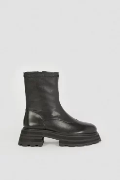 Cheapest 🥰 Karen Millen Leather Zip Up Ankle Boot ⭐ -Karen Millen Shoes Shop bkk04918 black xl 2