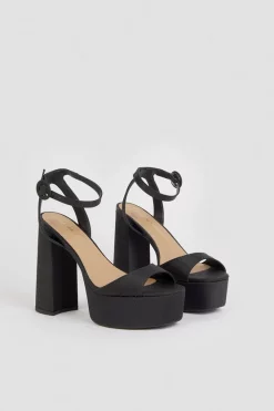Cheapest 🤩 Karen Millen Satin 70s Platform 🩴 Sandal 🤩 -Karen Millen Shoes Shop bkk04924 black xl 3